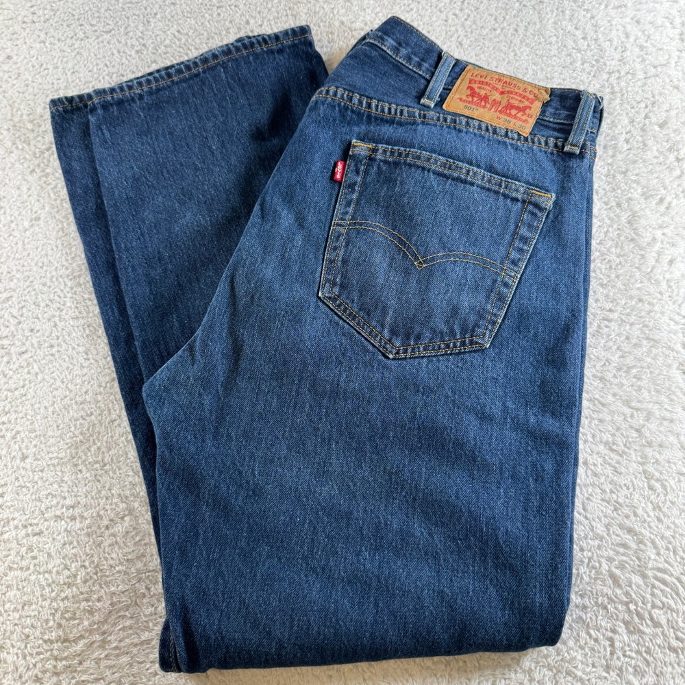 Levi's 501 Original Fit Jeans Mens 38x30 Blue Good Straight Leg Button Fly